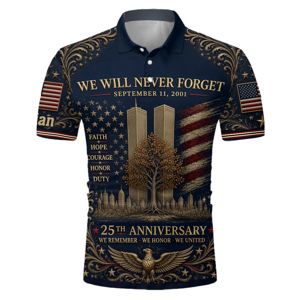 25 Year We Will Never Forget - Personalized Patriot Polo Shirt