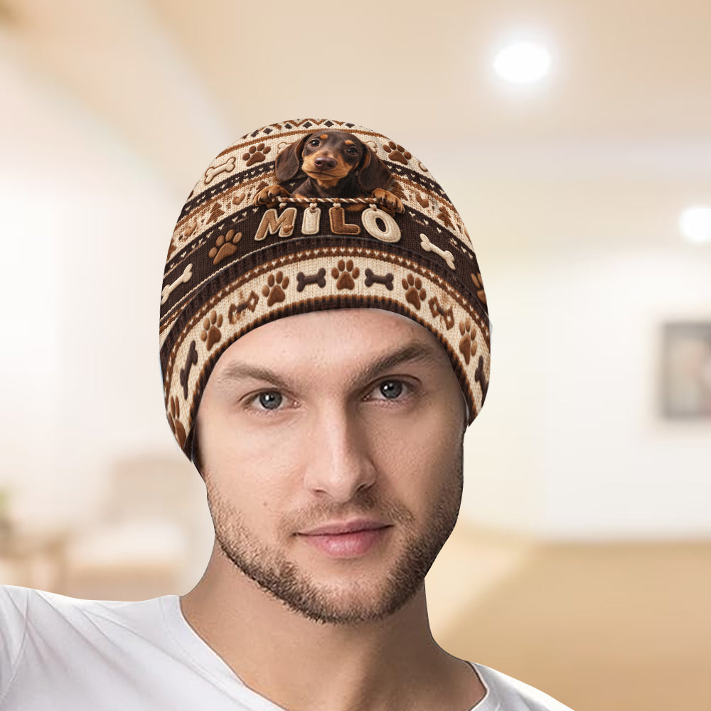 Cute Pet Gift For Dog Lovers, Cat Lovers - Personalized Dog Beanie Hat
