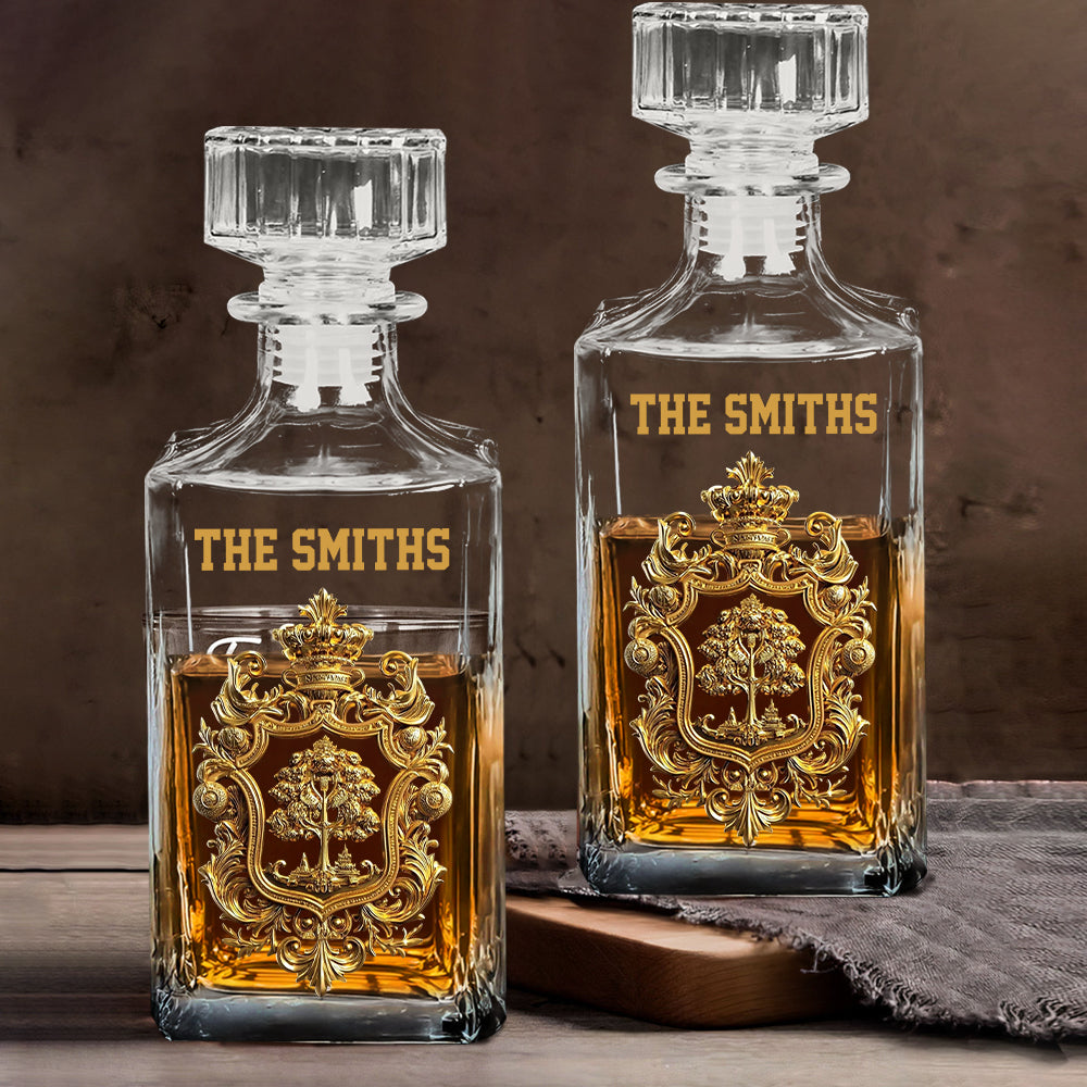 Initial Custom Drink Set For All Family - Personalized Family Whiskey Decanter Set