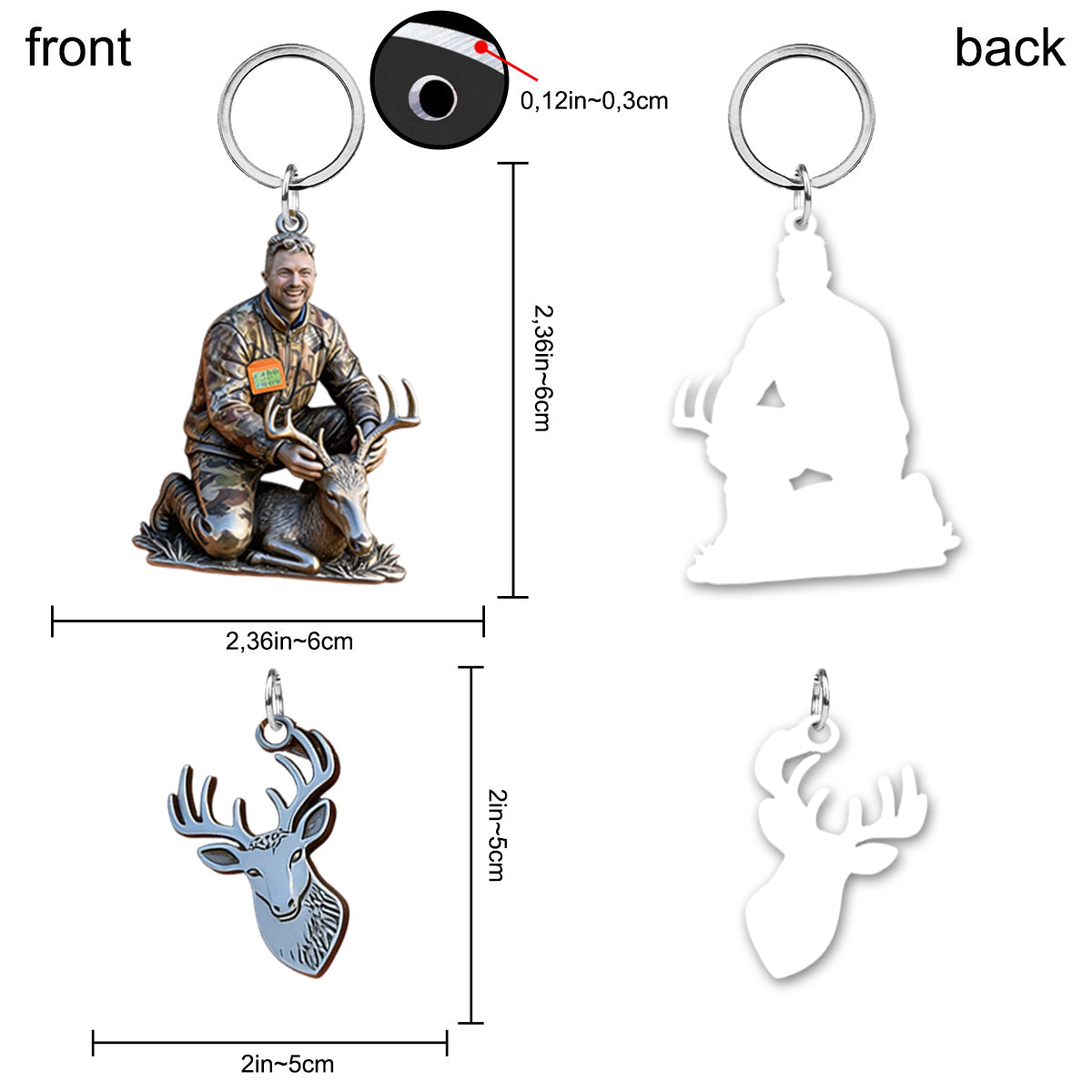 Personalisierter Schlüsselanhänger mit Foto – Jagd-Schlüsselanhänger mit Anhängern