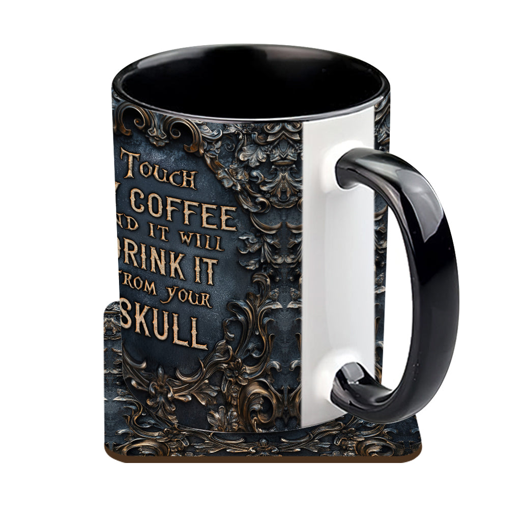Berühr meinen Kaffee und ich trinke ihn aus deinem Schädel – personalisierte Tasse mit Totenkopf-Akzent