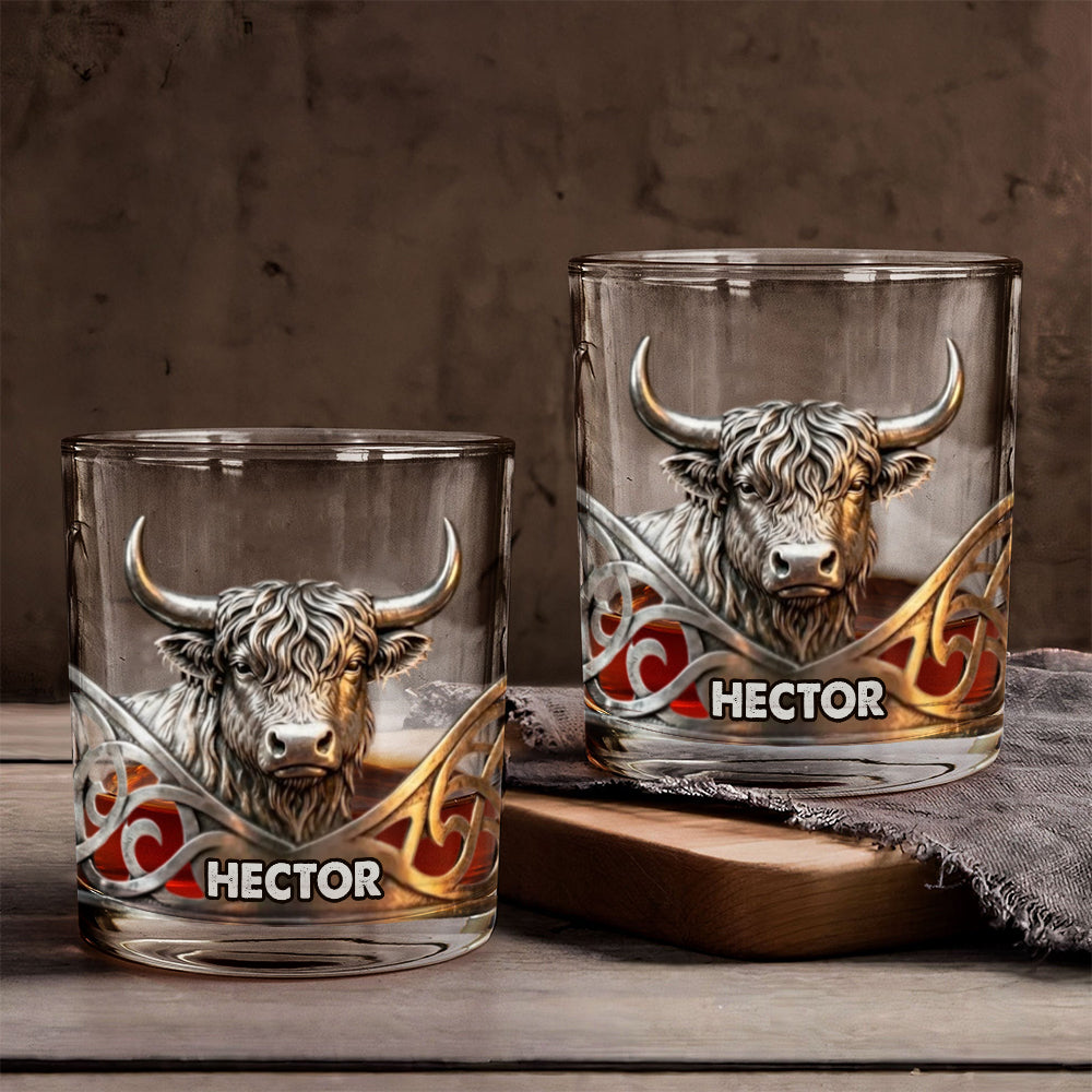 Highland Cow - Personalized Highland Cow Whiskey Glass