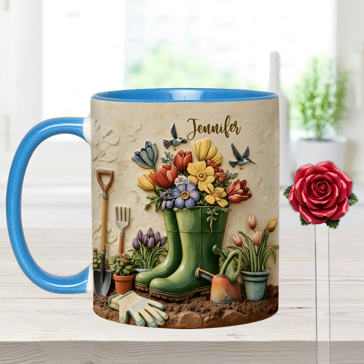 Love Gardening - Personalized Gardening Set Accent Mug with Acrylic Stirrers