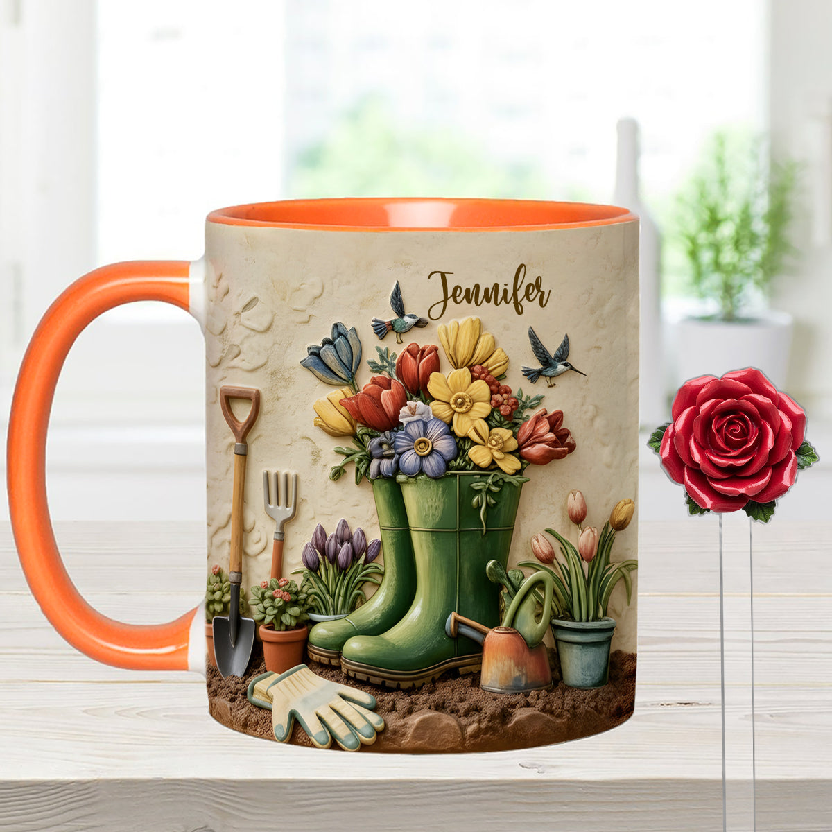 Love Gardening - Personalized Gardening Set Accent Mug with Acrylic Stirrers