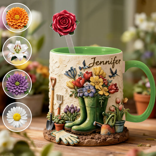 Love Gardening - Personalized Gardening Set Accent Mug with Acrylic Stirrers