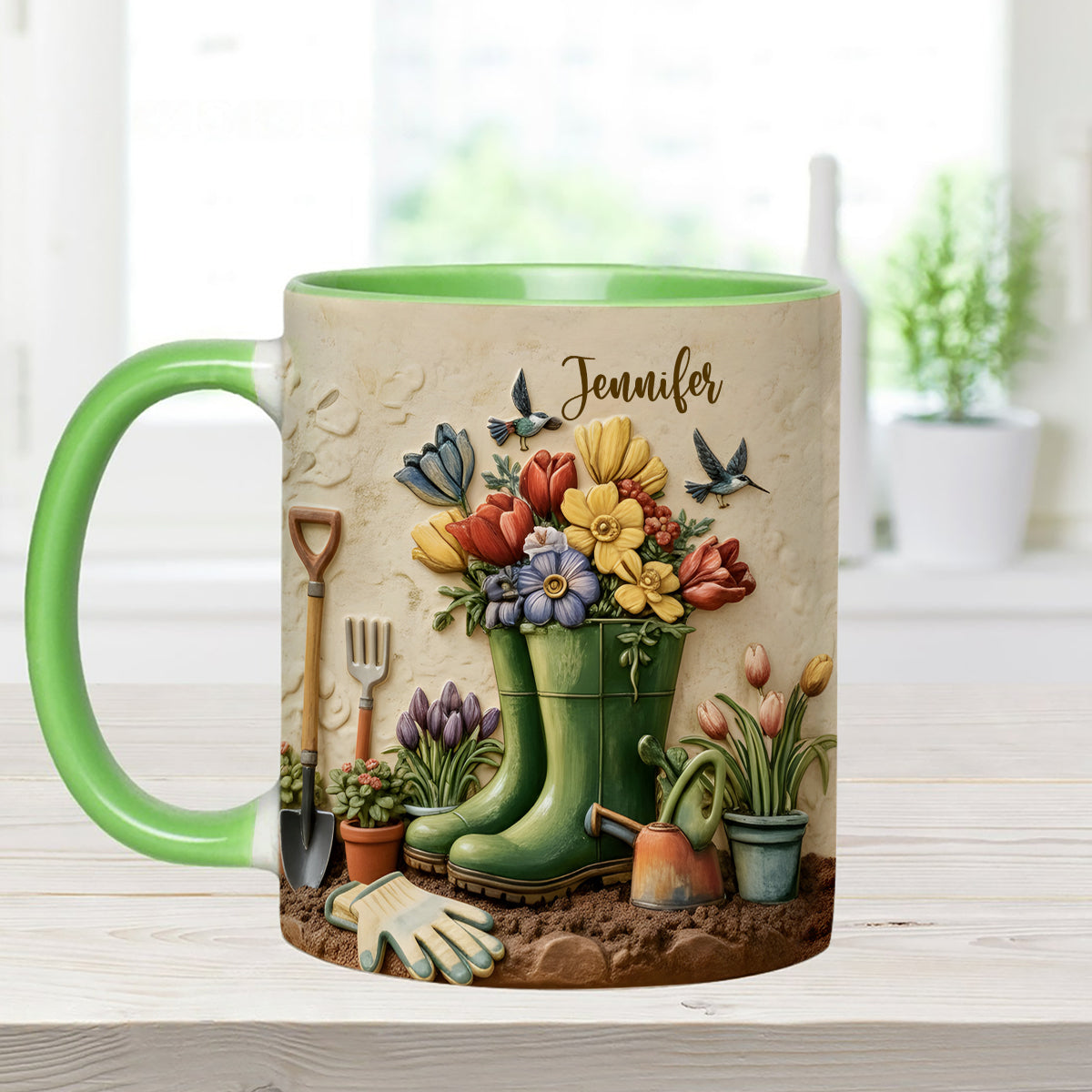 Love Gardening - Personalized Gardening Set Accent Mug with Acrylic Stirrers