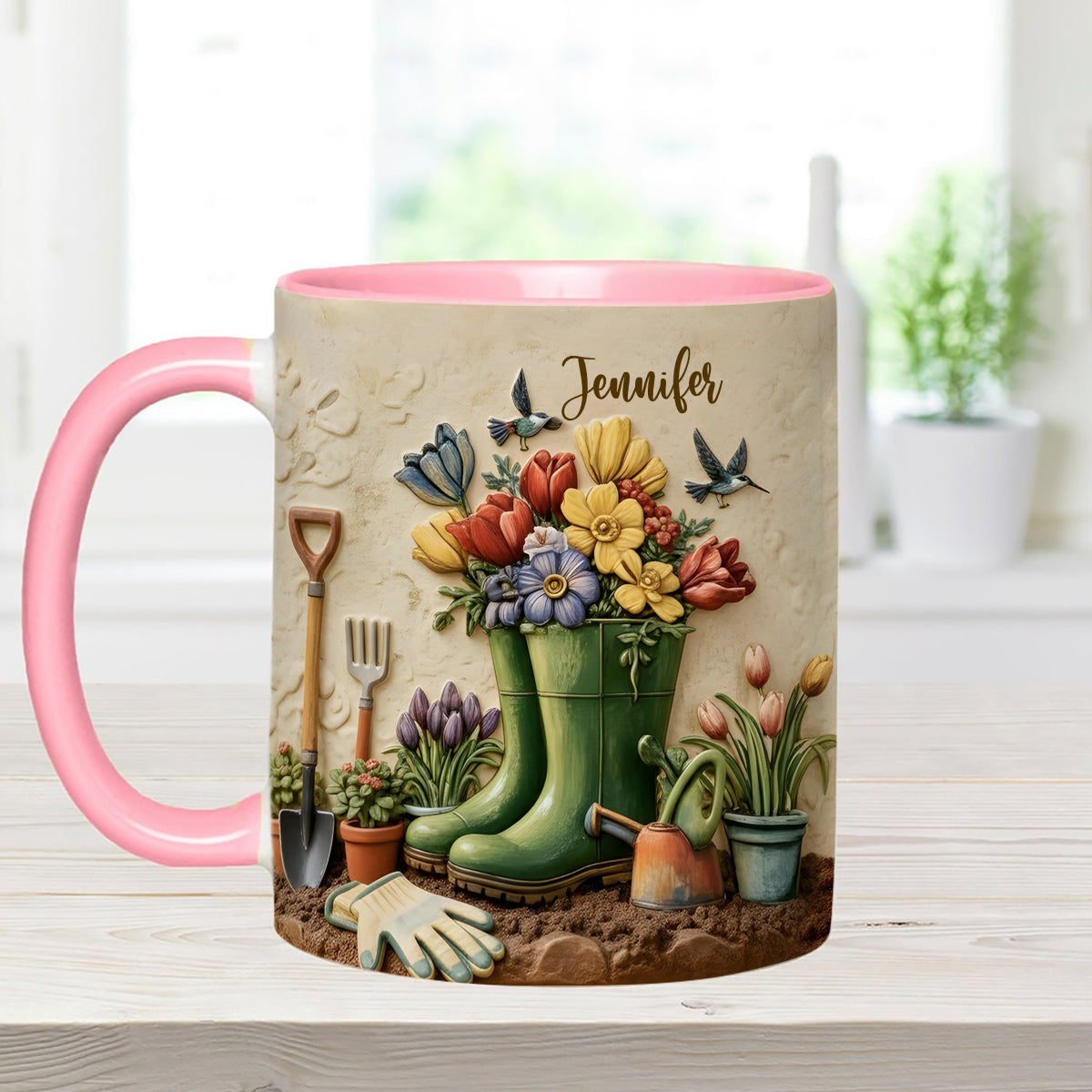 Love Gardening - Personalized Gardening Set Accent Mug with Acrylic Stirrers