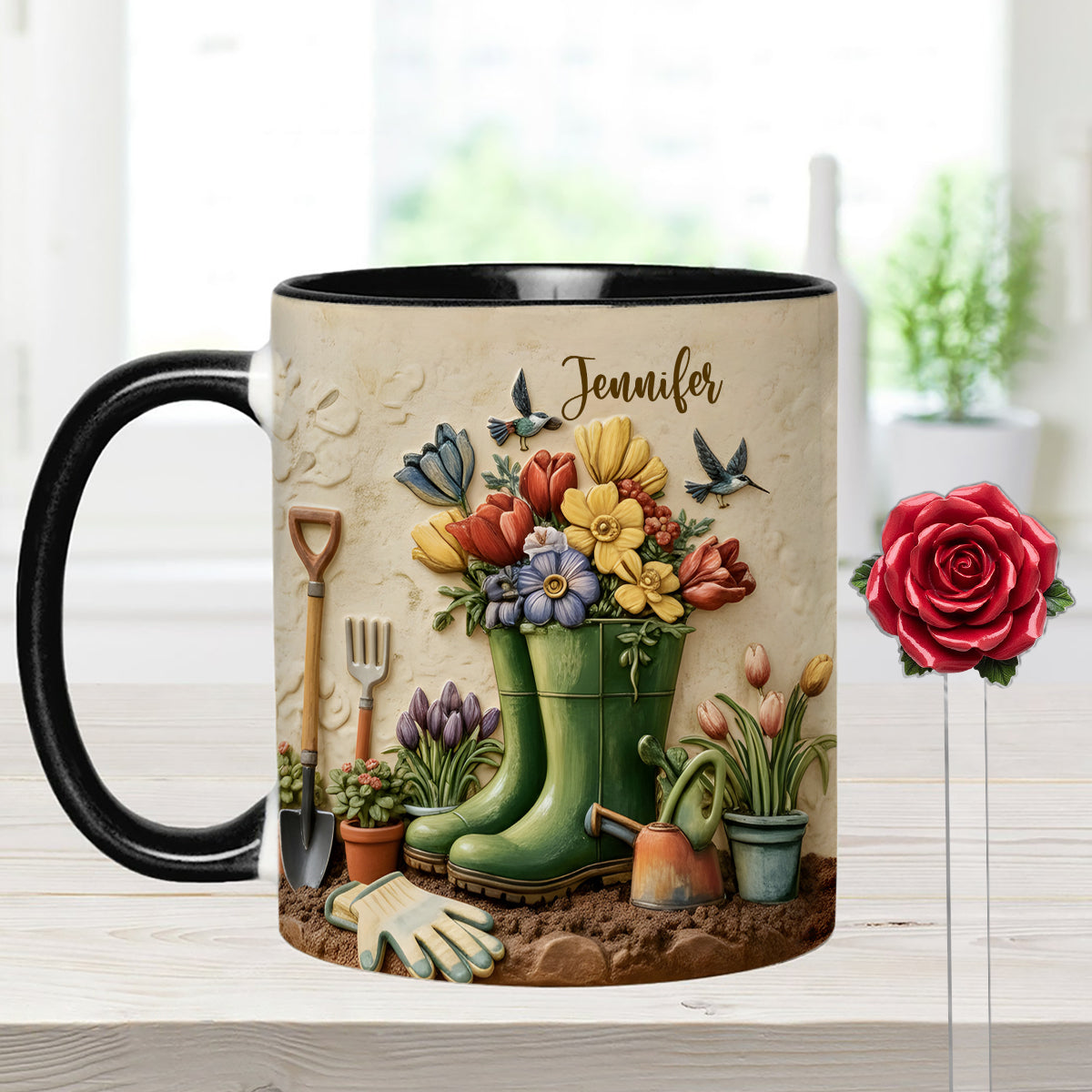 Love Gardening - Personalized Gardening Set Accent Mug with Acrylic Stirrers