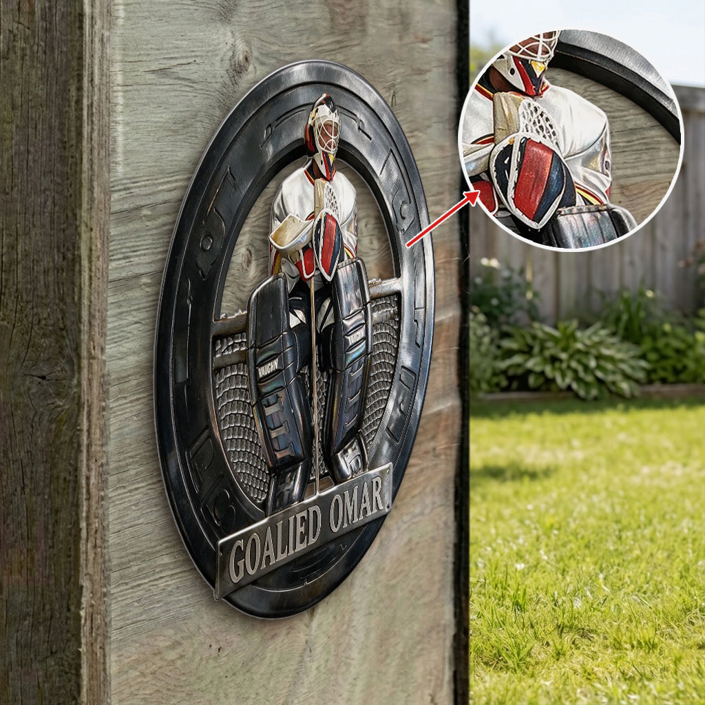 Custom Metal Sign For Ice Hockey Or Any Sport - Personalized Hockey 3D Printed Cut Metal Sign