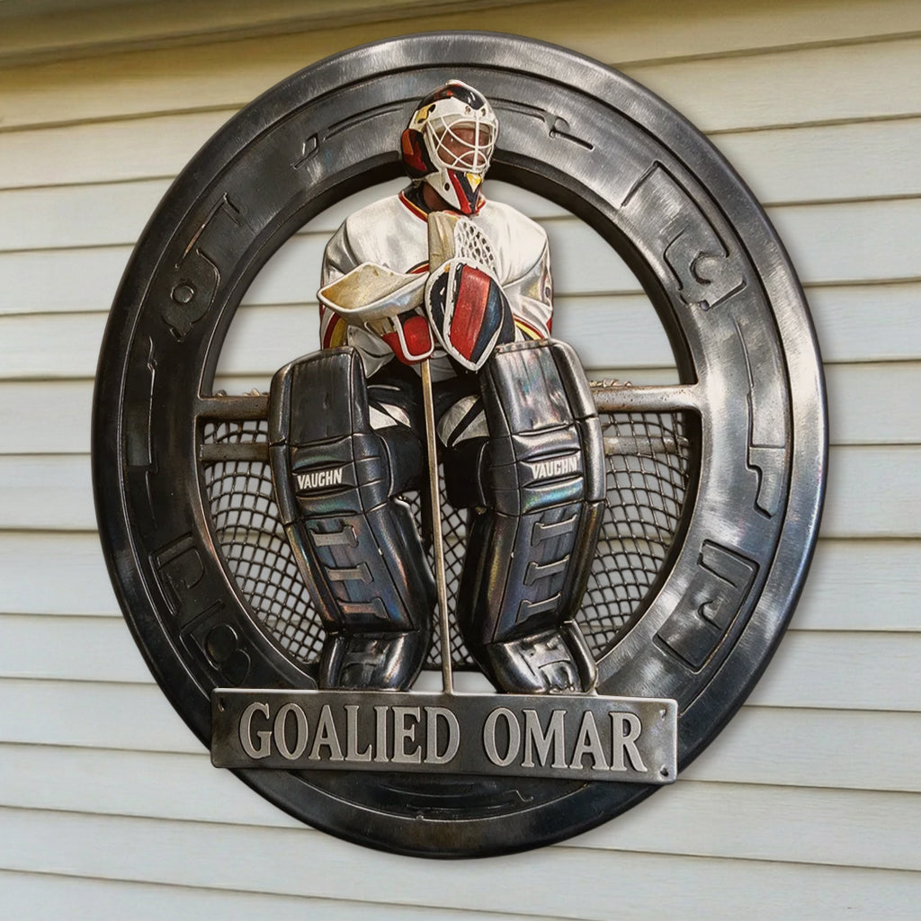 Custom Metal Sign For Ice Hockey Or Any Sport - Personalized Hockey 3D Printed Cut Metal Sign