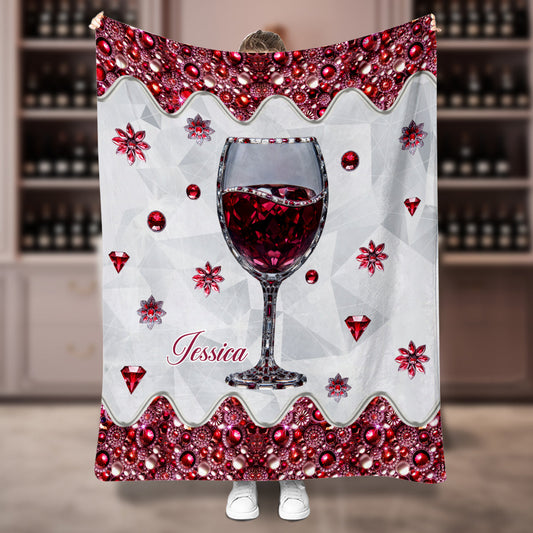 Einfach ein Mädchen, das Wein liebt – personalisierte Weindecke