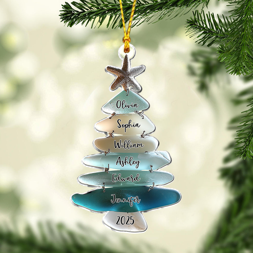 Family Sea Glass Christmas Tree - Personalized Family Ornament