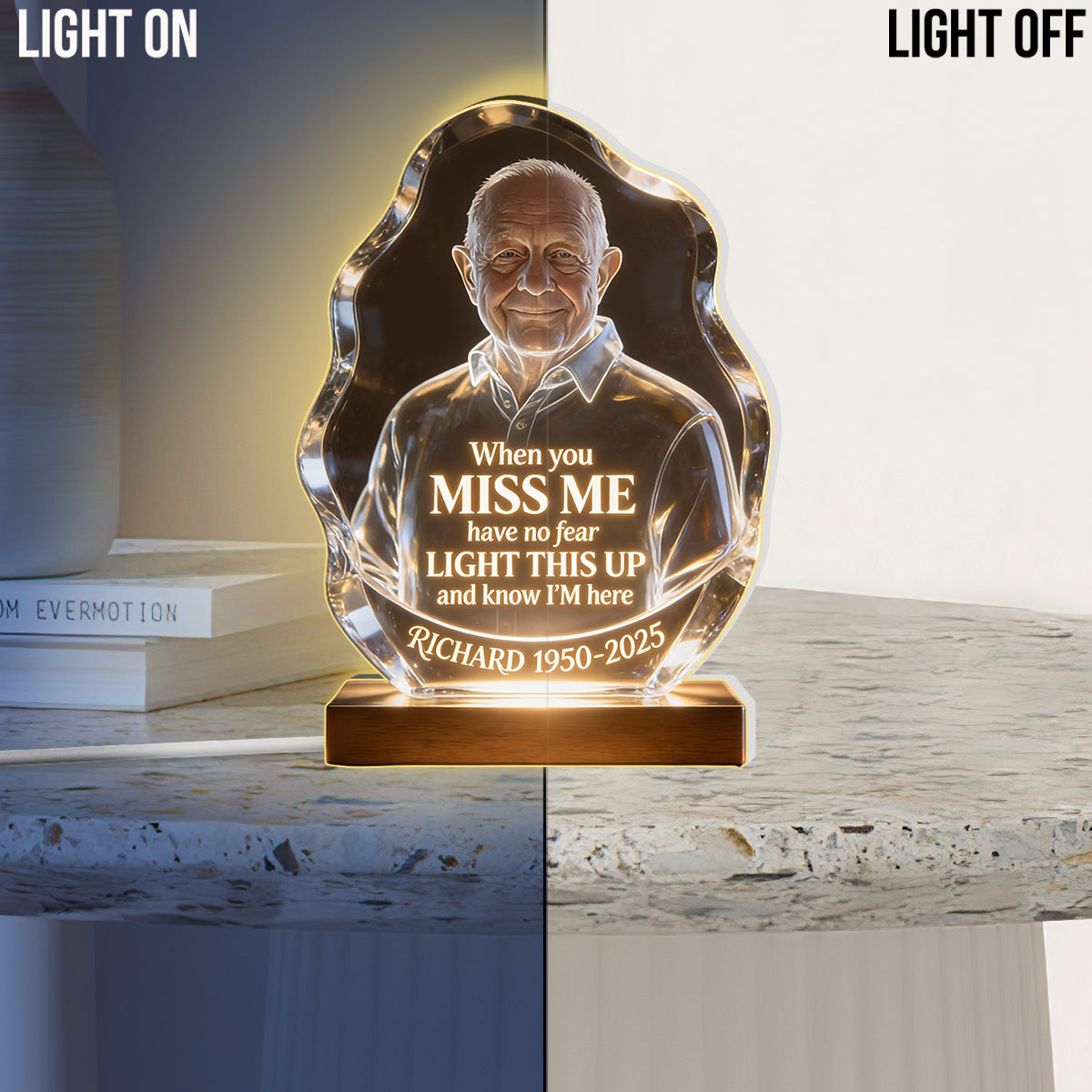 Custom Photo When You Miss Me - Personalized Memorial Acrylic LED Night Light