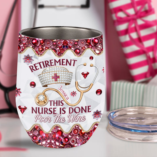 Geschenk für pensionierte Krankenschwestern – personalisierter Weinbecher für Krankenschwestern