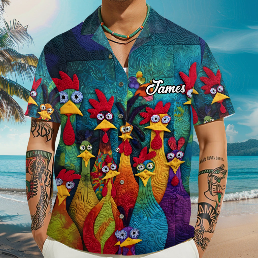Whimsical Chicken Funny - Personalized Chicken Hawaiian Shirt