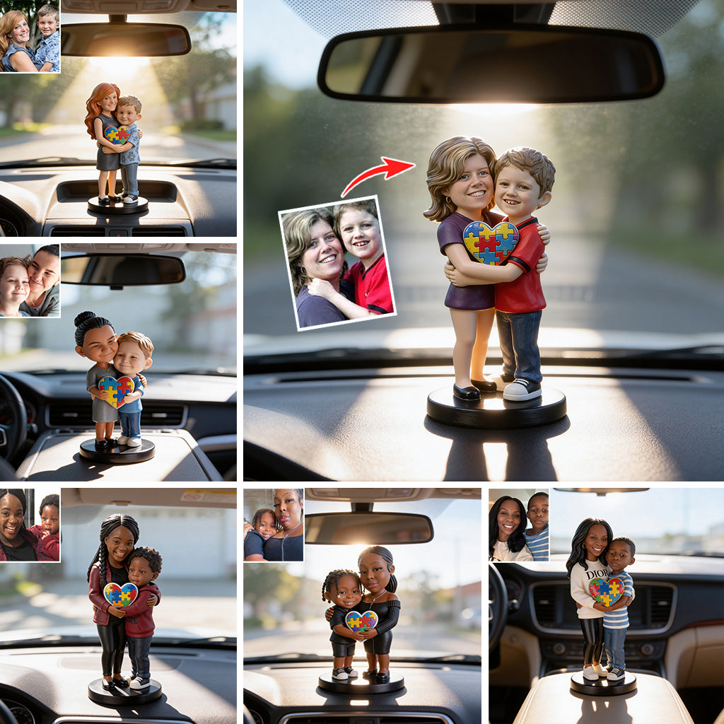 Autism Mom and Kid - Personalized Autism Awareness Premium 3D Figurine