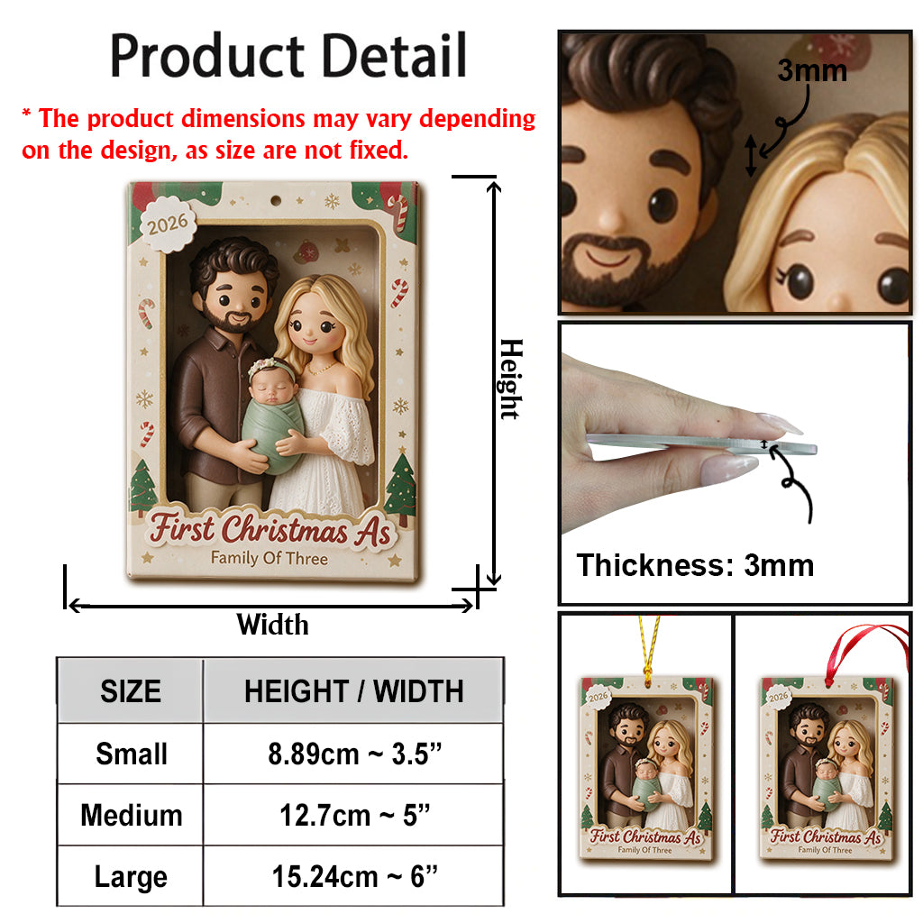 Erstes Weihnachten als verheiratetes Paar / Familie von drei... - Personalisierte Paar-Ornament