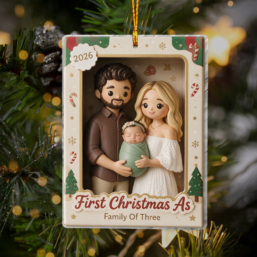 Erstes Weihnachten als verheiratetes Paar / Familie von drei... - Personalisierte Paar-Ornament