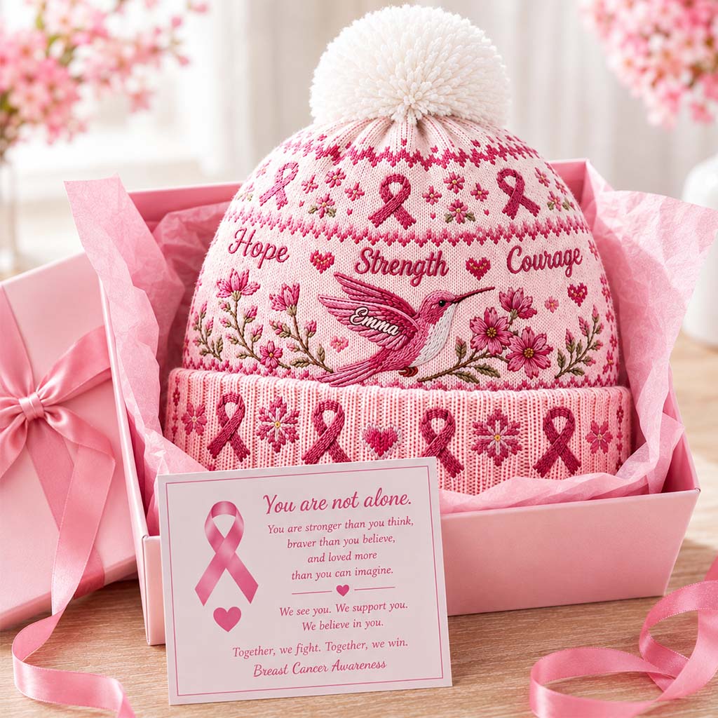 Breast Cancer Awareness - Personalized Breast Cancer Awareness Beanie Hat