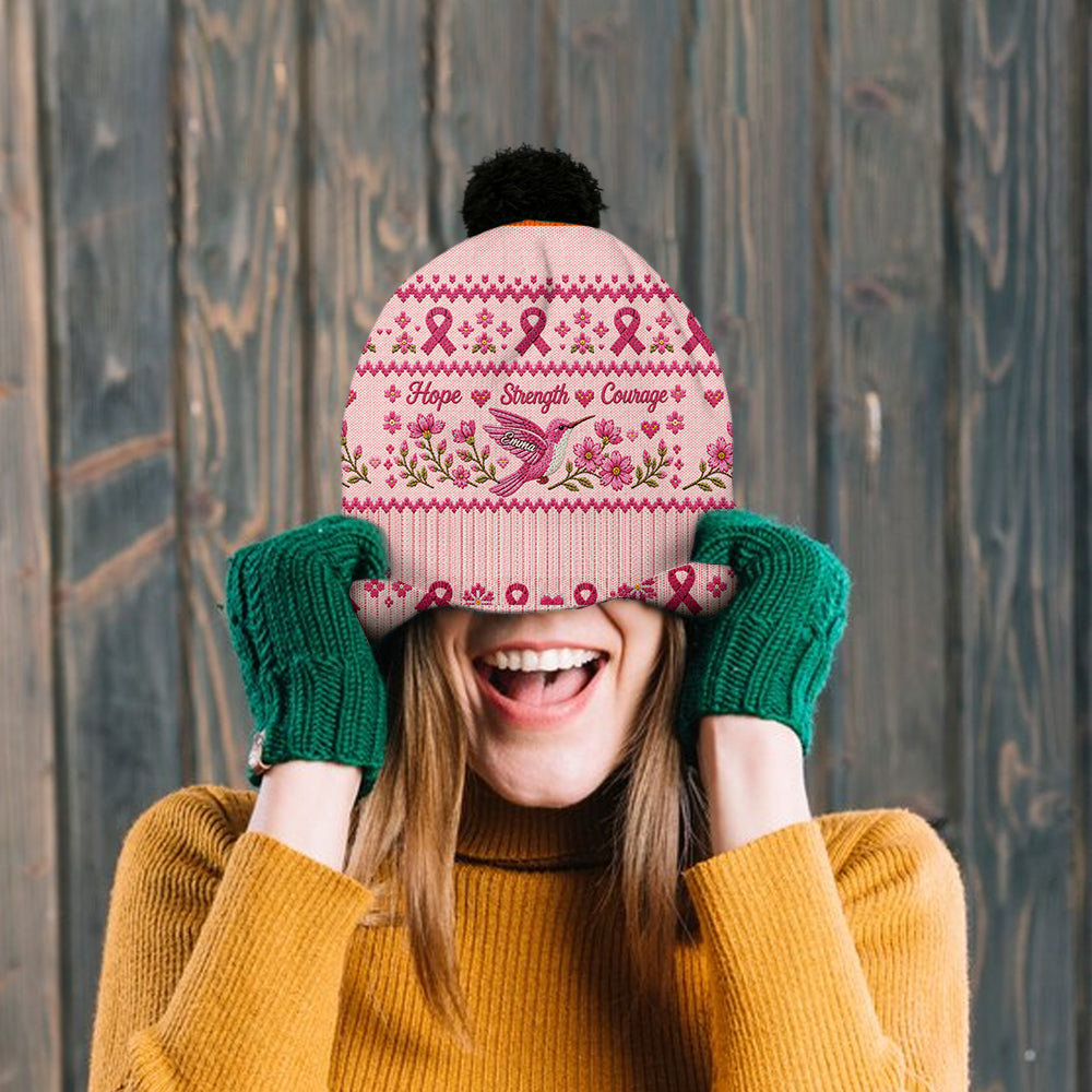 Breast Cancer Awareness - Personalized Breast Cancer Awareness Beanie Hat