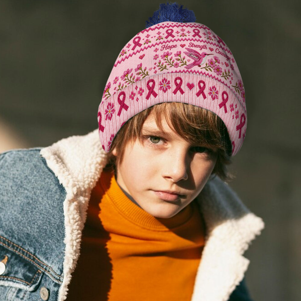 Breast Cancer Awareness - Personalized Breast Cancer Awareness Beanie Hat