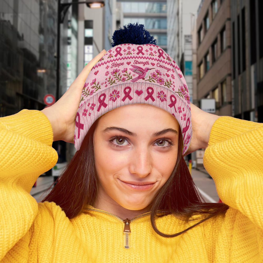 Breast Cancer Awareness - Personalized Breast Cancer Awareness Beanie Hat