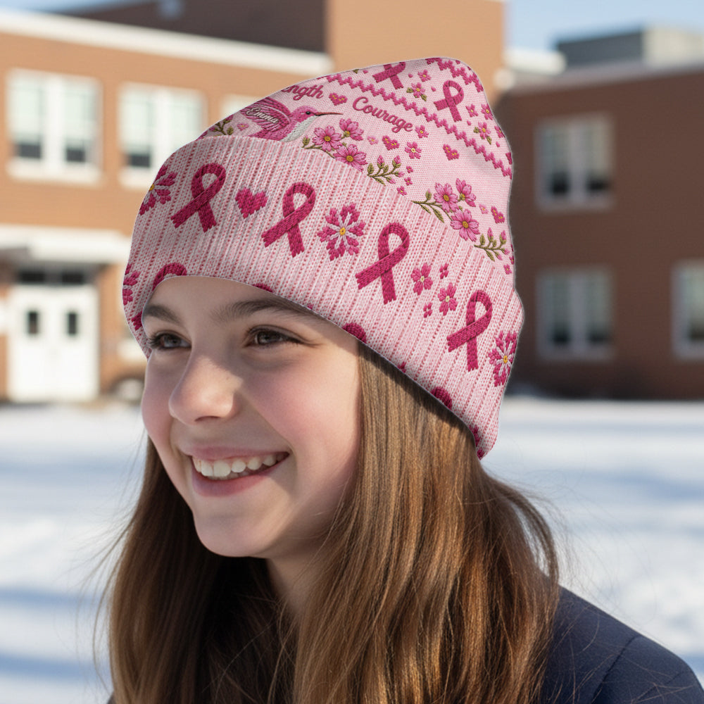 Breast Cancer Awareness - Personalized Breast Cancer Awareness Beanie Hat
