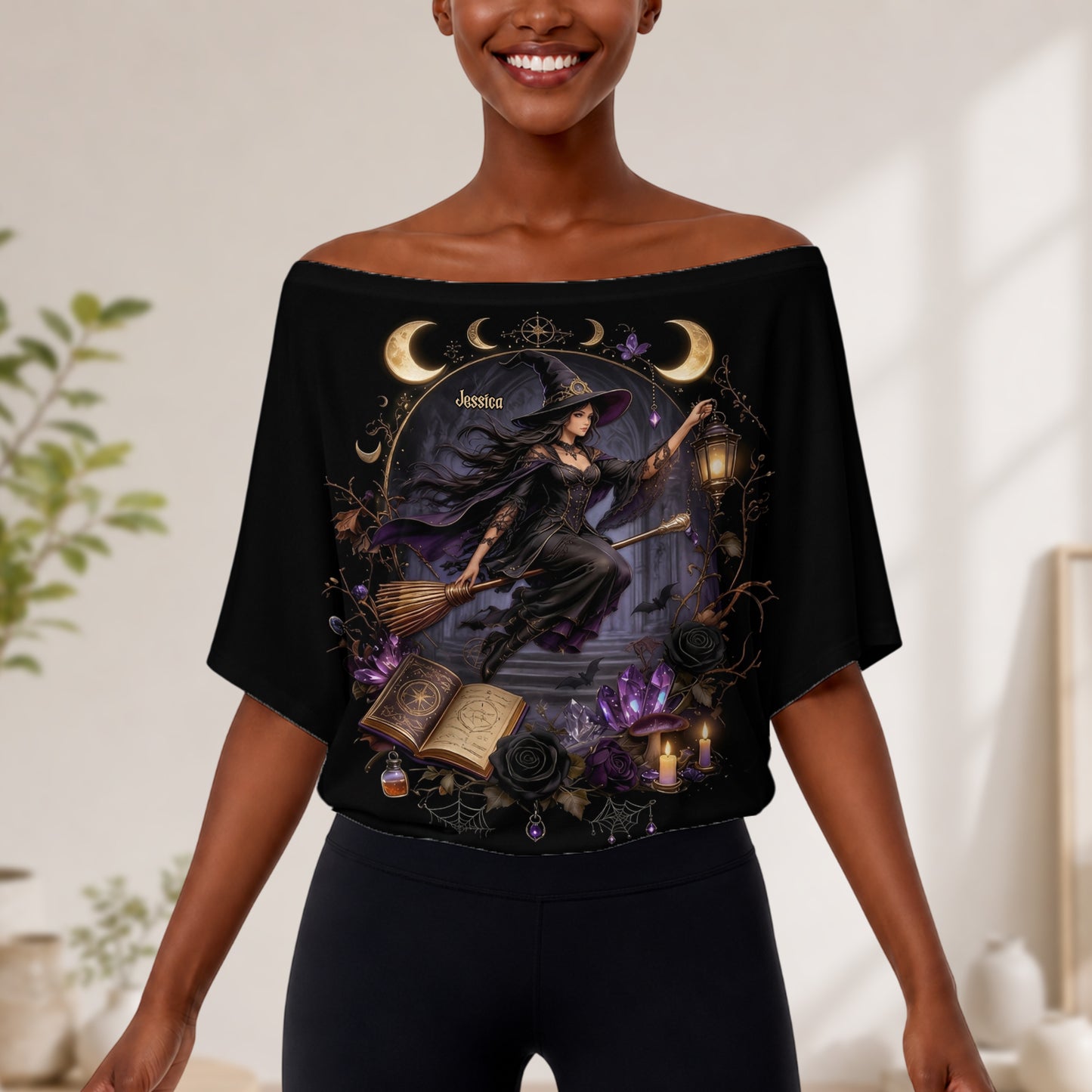Magic Witch - Personalized Witch Off-Shoulder Top Set