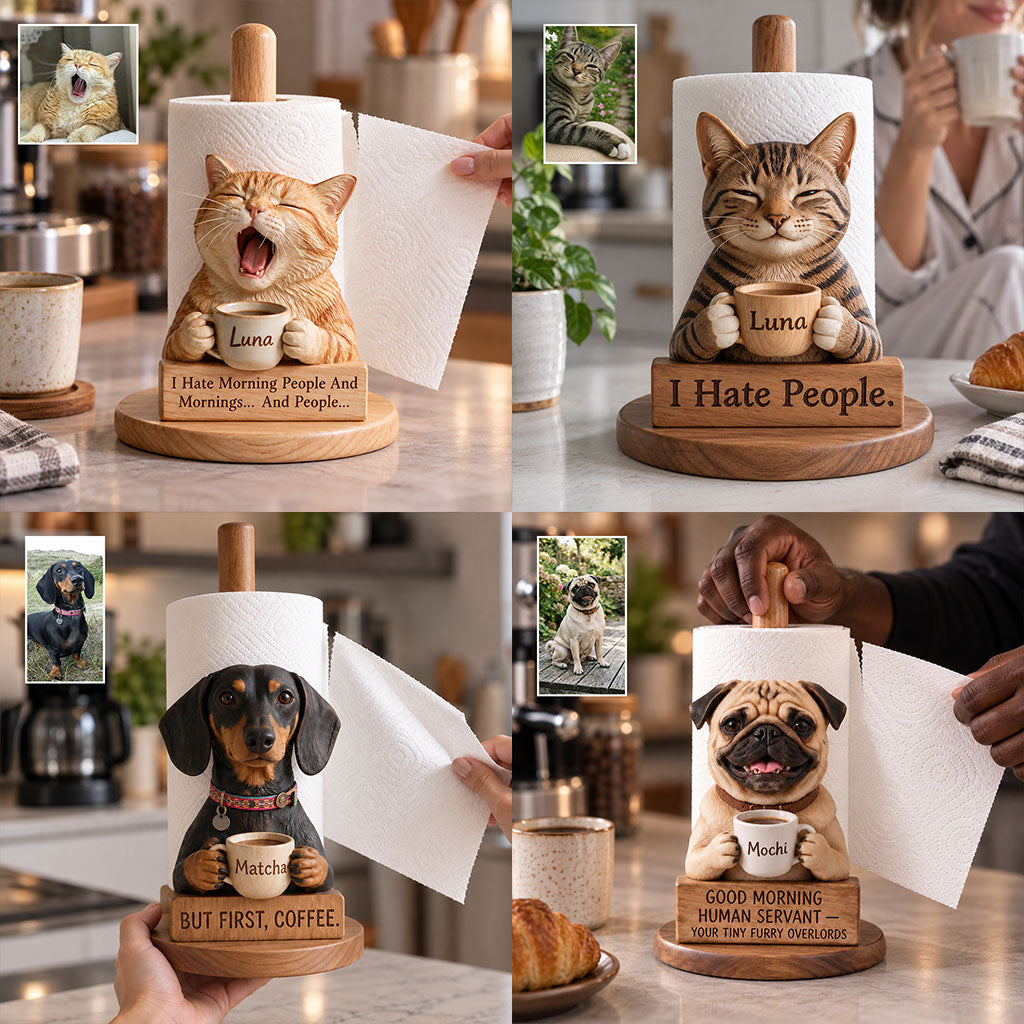 Good Morning - Personalized Dog Paper Towel Stand
