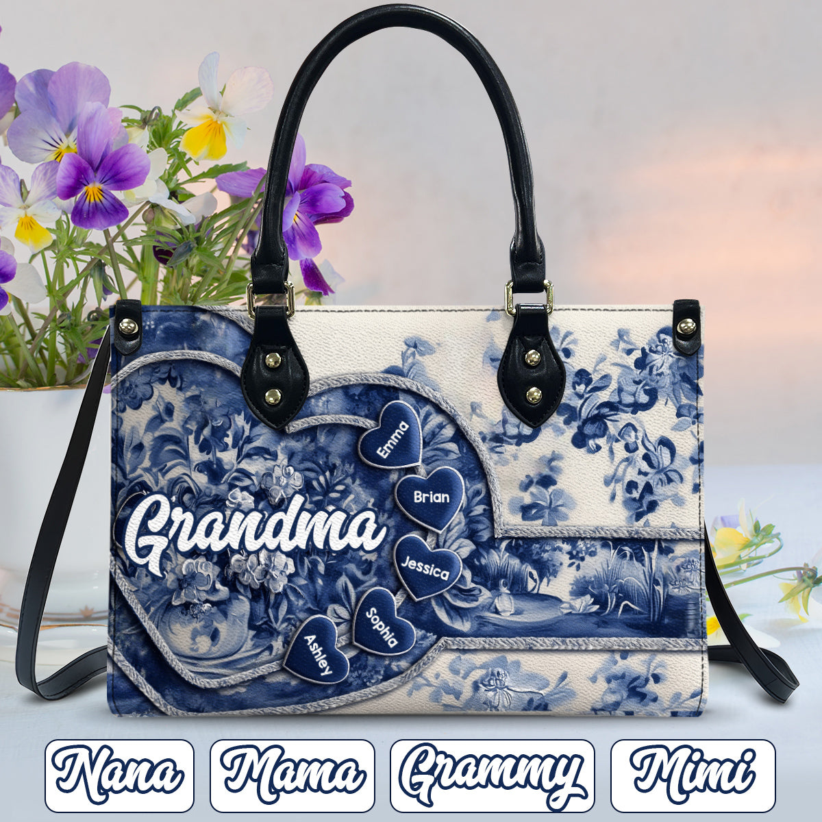 Oma Nana Gigi - Personalisierte Oma-Lederhandtasche