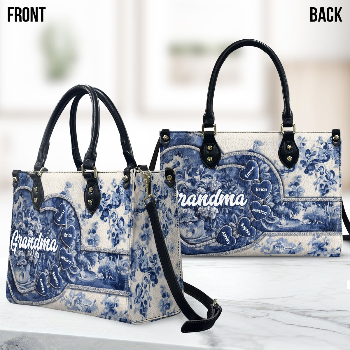 Oma Nana Gigi - Personalisierte Oma-Lederhandtasche