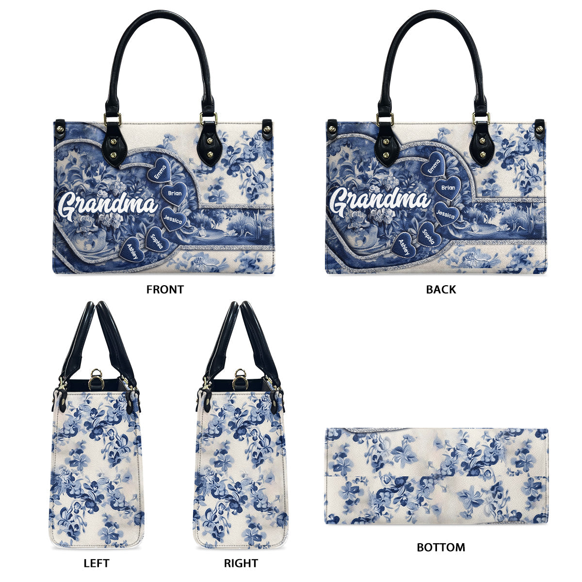 Oma Nana Gigi - Personalisierte Oma-Lederhandtasche