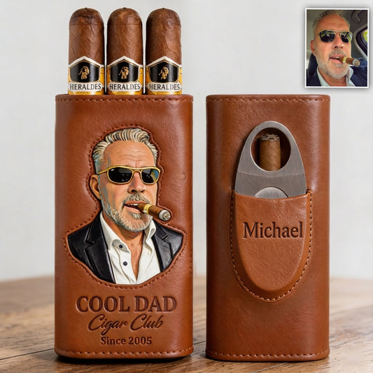 Papa liebt Zigarren - Personalisierte Leder Zigarren Humidor Box