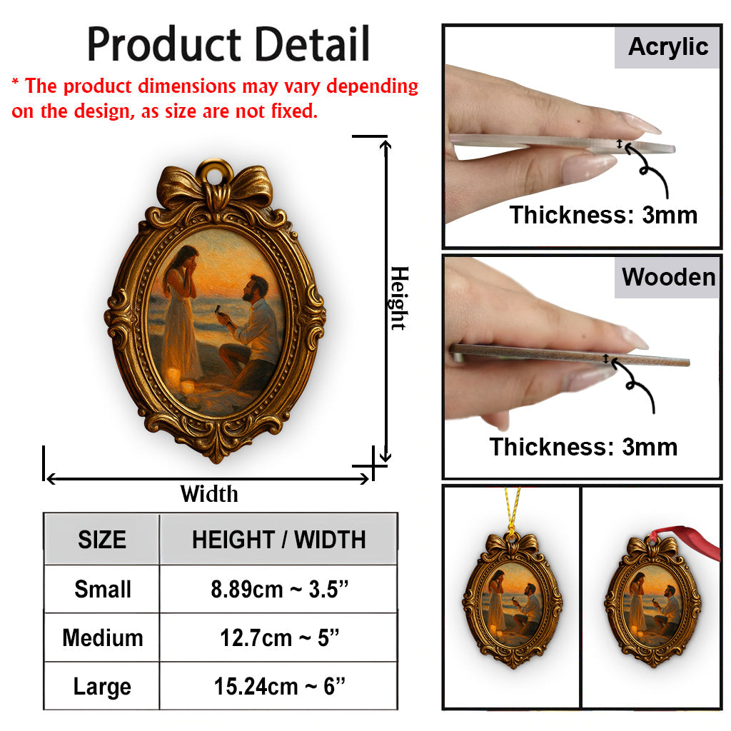 Elegant Family, Couple Portrait Ornament - Personalized Couple Ornament