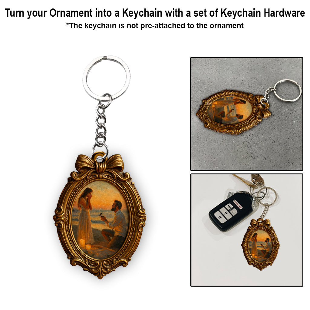 Elegant Family, Couple Portrait Ornament - Personalized Couple Ornament