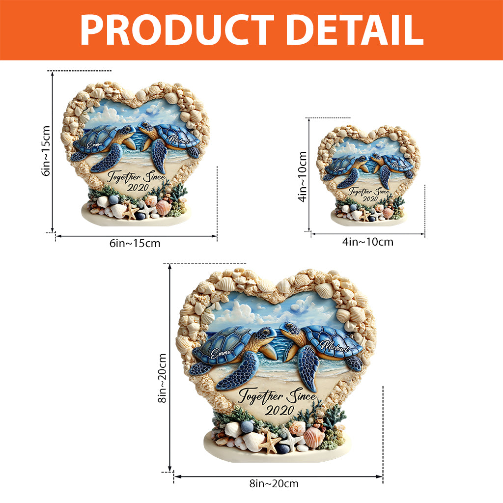 Gemeinsam seit - Personalisierte, individuell geformte Acrylplakette in Schildkrötenform