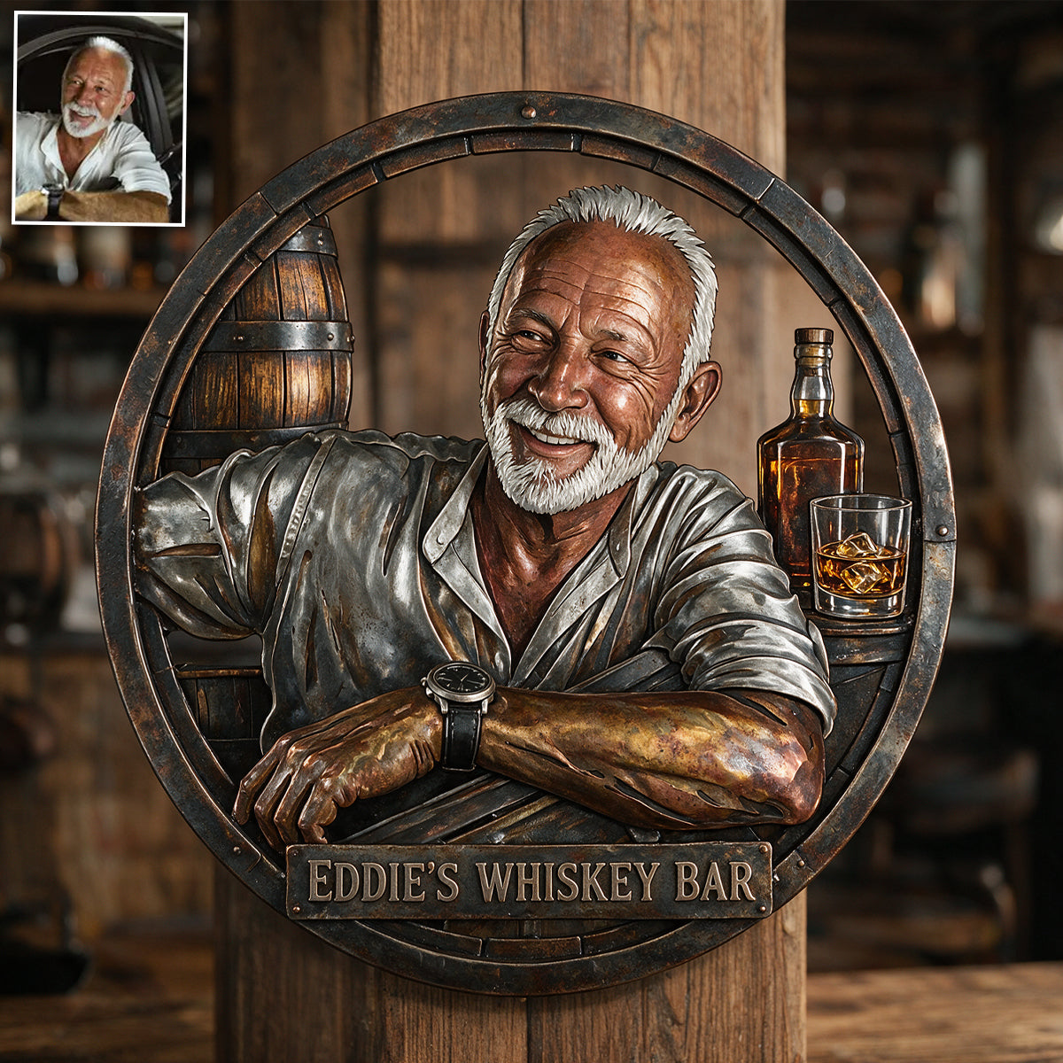 Whiskey Bar Decoration - Personalized Whisky 3D Printed Cut Metal Sign