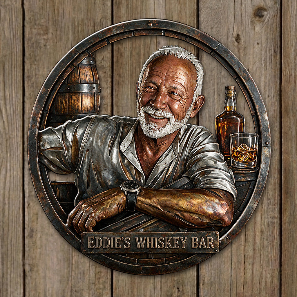 Whiskey Bar Decoration - Personalized Whisky 3D Printed Cut Metal Sign
