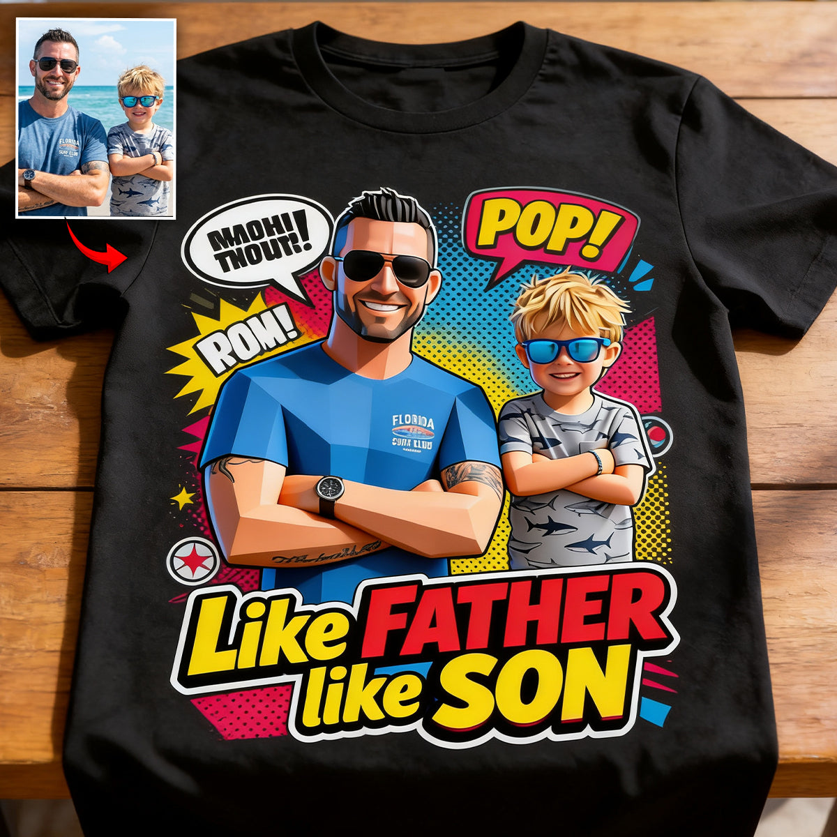 Popart Stil Geschenk - Personalisierte Vater T-Shirt und Hoodie