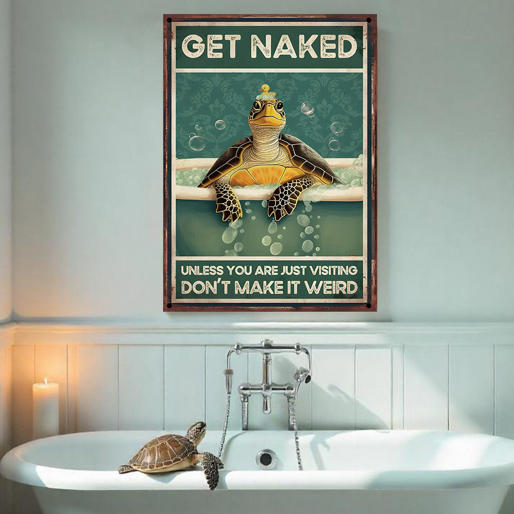 Mach es nicht komisch – Rechteckiges Metallschild mit Schildkrötenmotiv