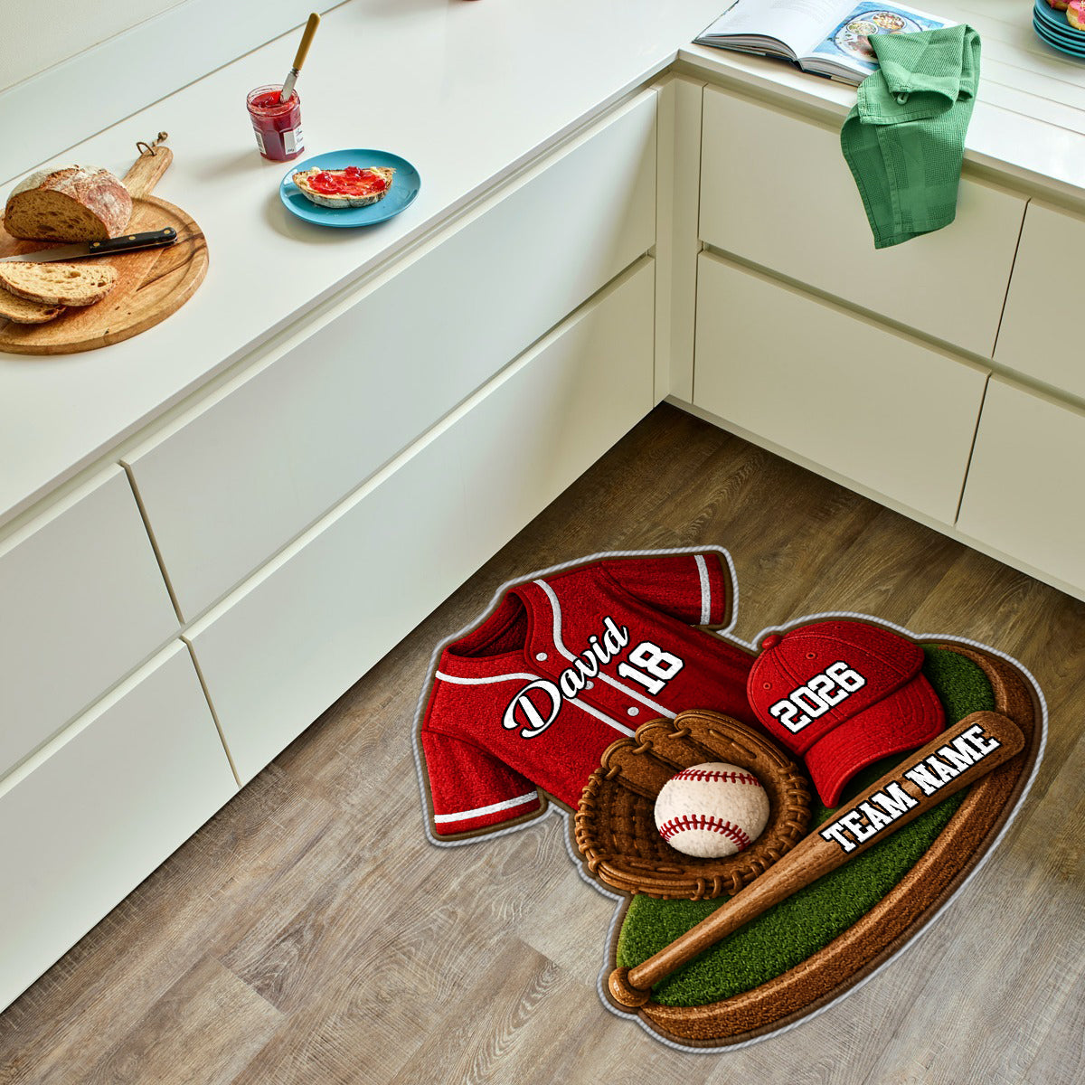Baseball Player - Personalized Baseball Non-Slip Tufted Rug