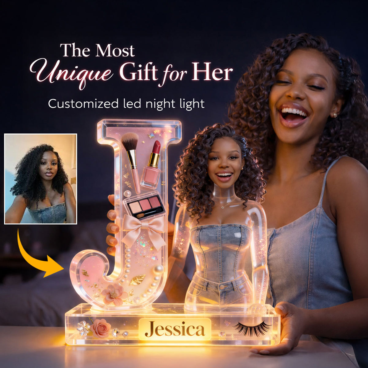Best Gift for Yourself, Best Gift for Her - Personalized Makeup Acrylic LED Night Light