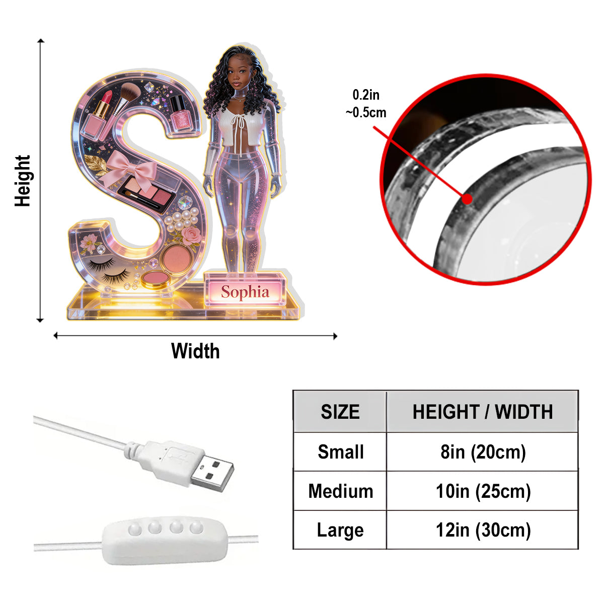 Best Gift for Yourself, Best Gift for Her - Personalized Makeup Acrylic LED Night Light