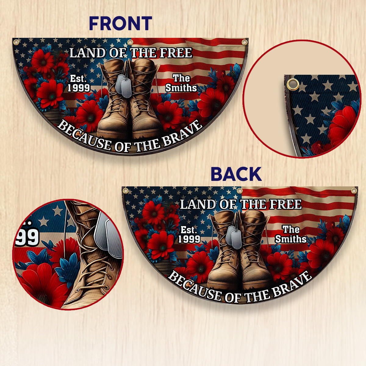 Because Of The Brave - Personalized Veteran Pleated Fan Flag
