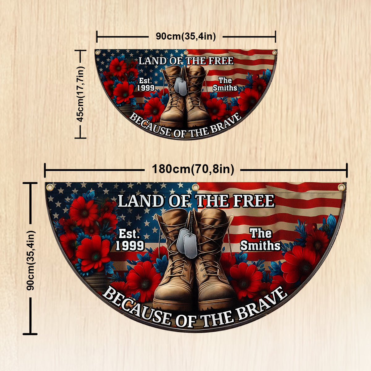Because Of The Brave - Personalized Veteran Pleated Fan Flag