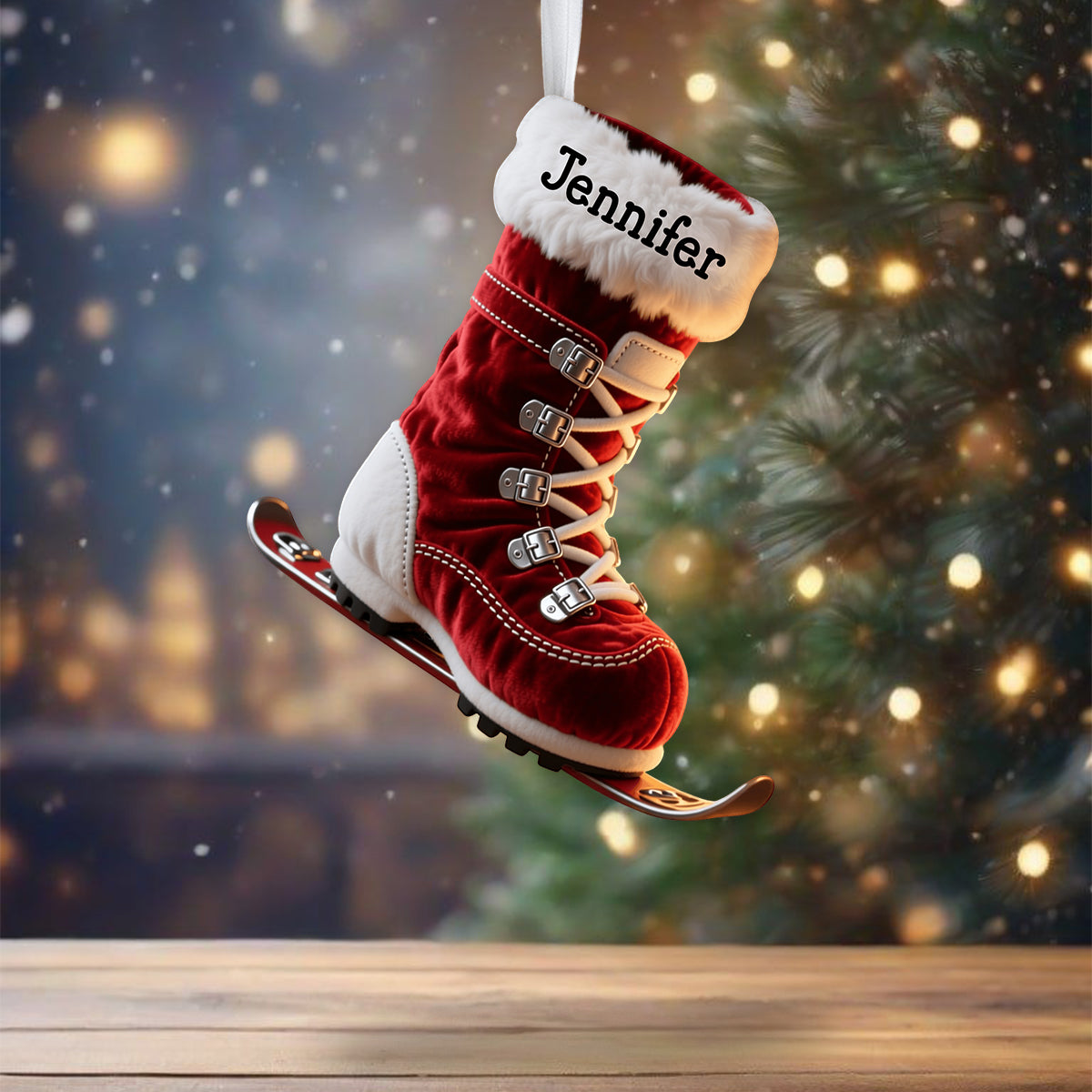 Das perfekte Geschenk für Skifans – personalisierter Weihnachtsstrumpf in Skiform