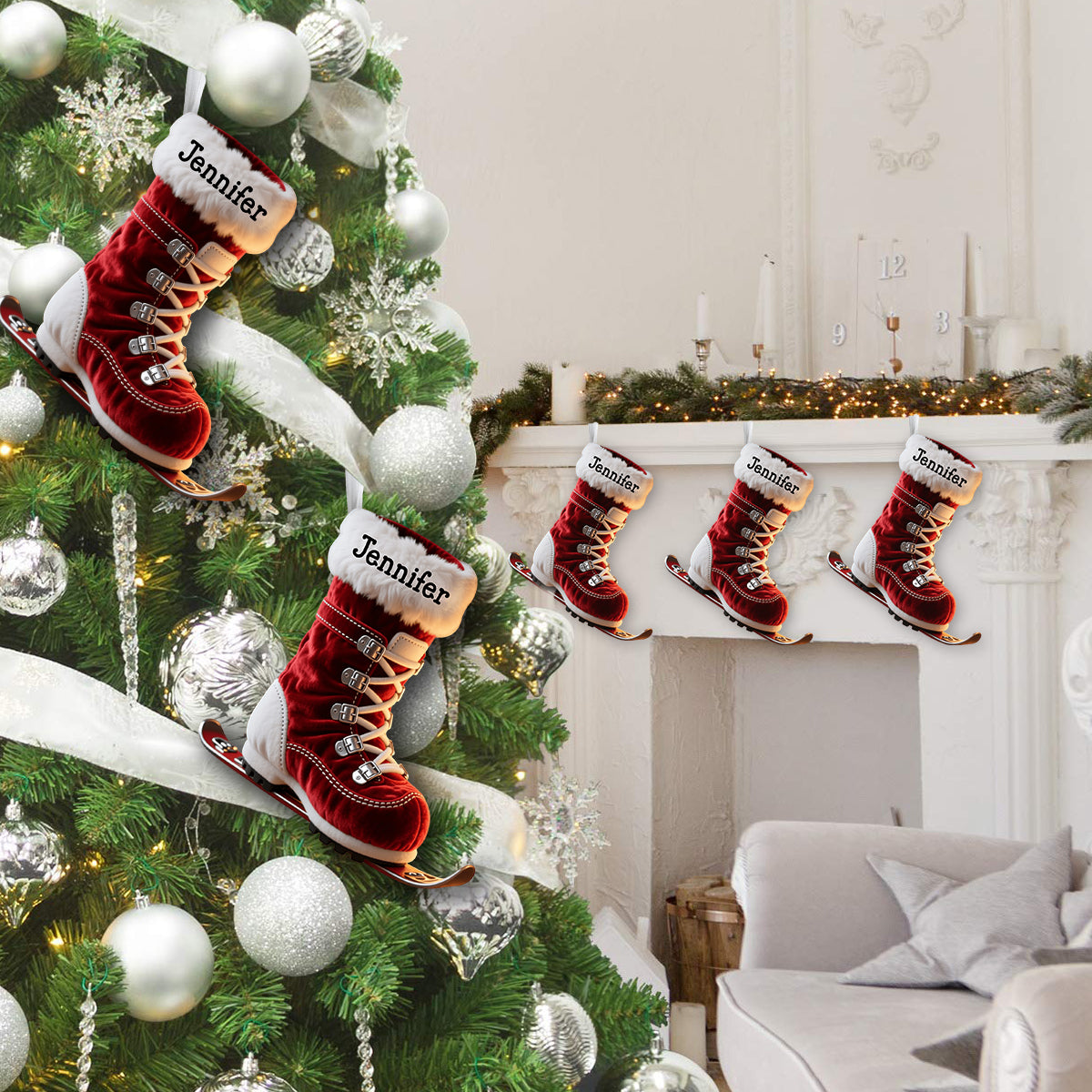 Das perfekte Geschenk für Skifans – personalisierter Weihnachtsstrumpf in Skiform