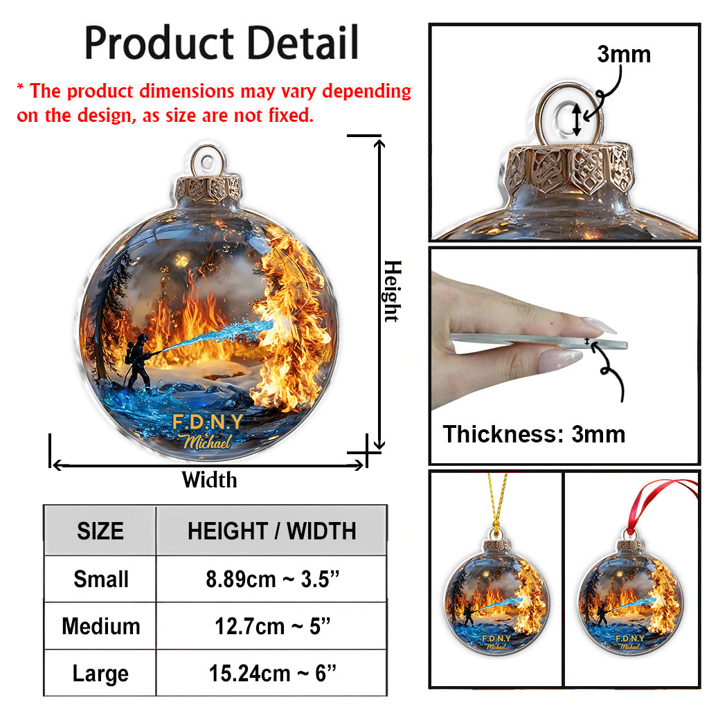 Hero In Action Fire Scene - Personalized Firefighter Ornament
