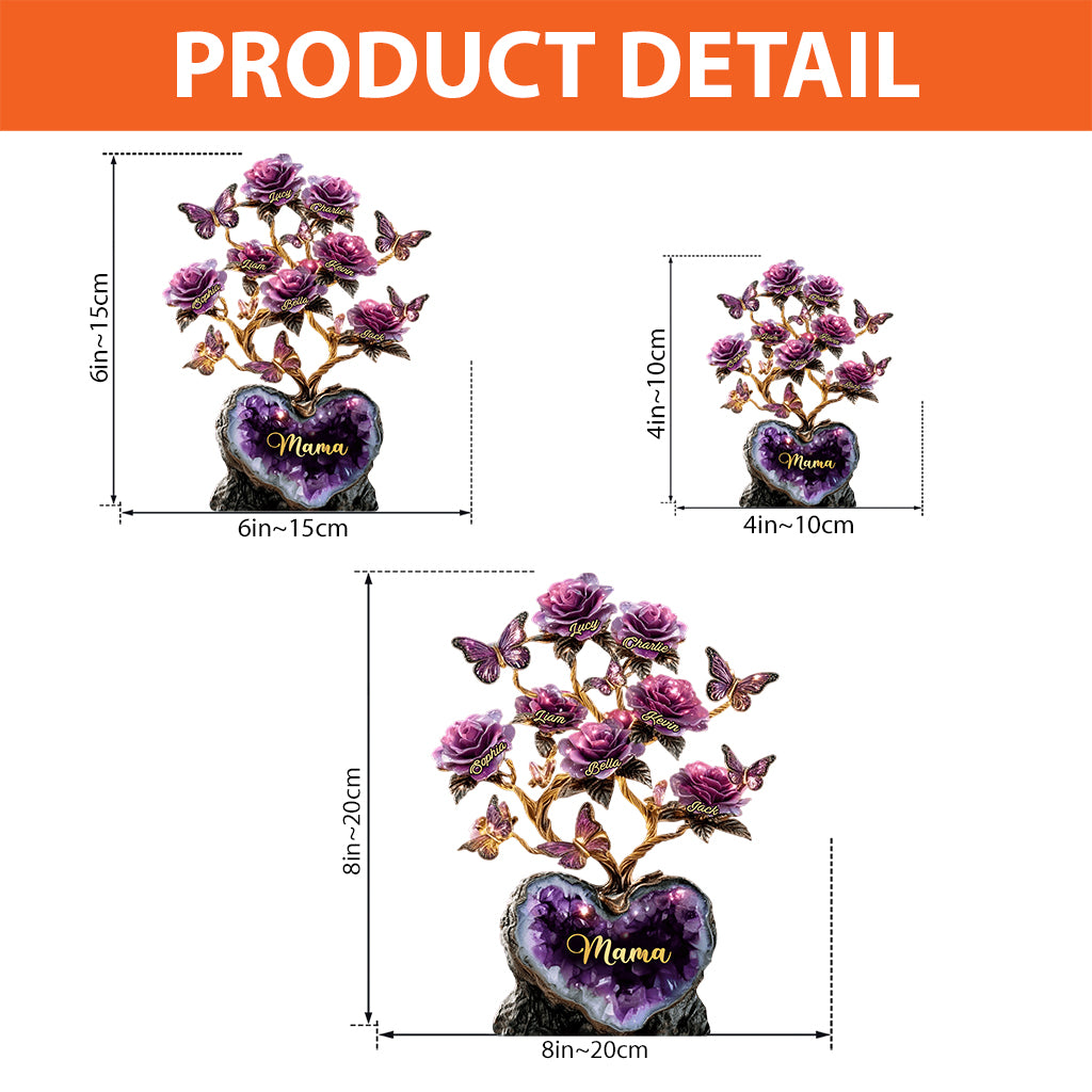 Rosenbaum-Geschenk im Amethyst-Stil für Mutter/Oma/Ehefrau... - Personalisierte Acrylplakette in individueller Form für die Mutter
