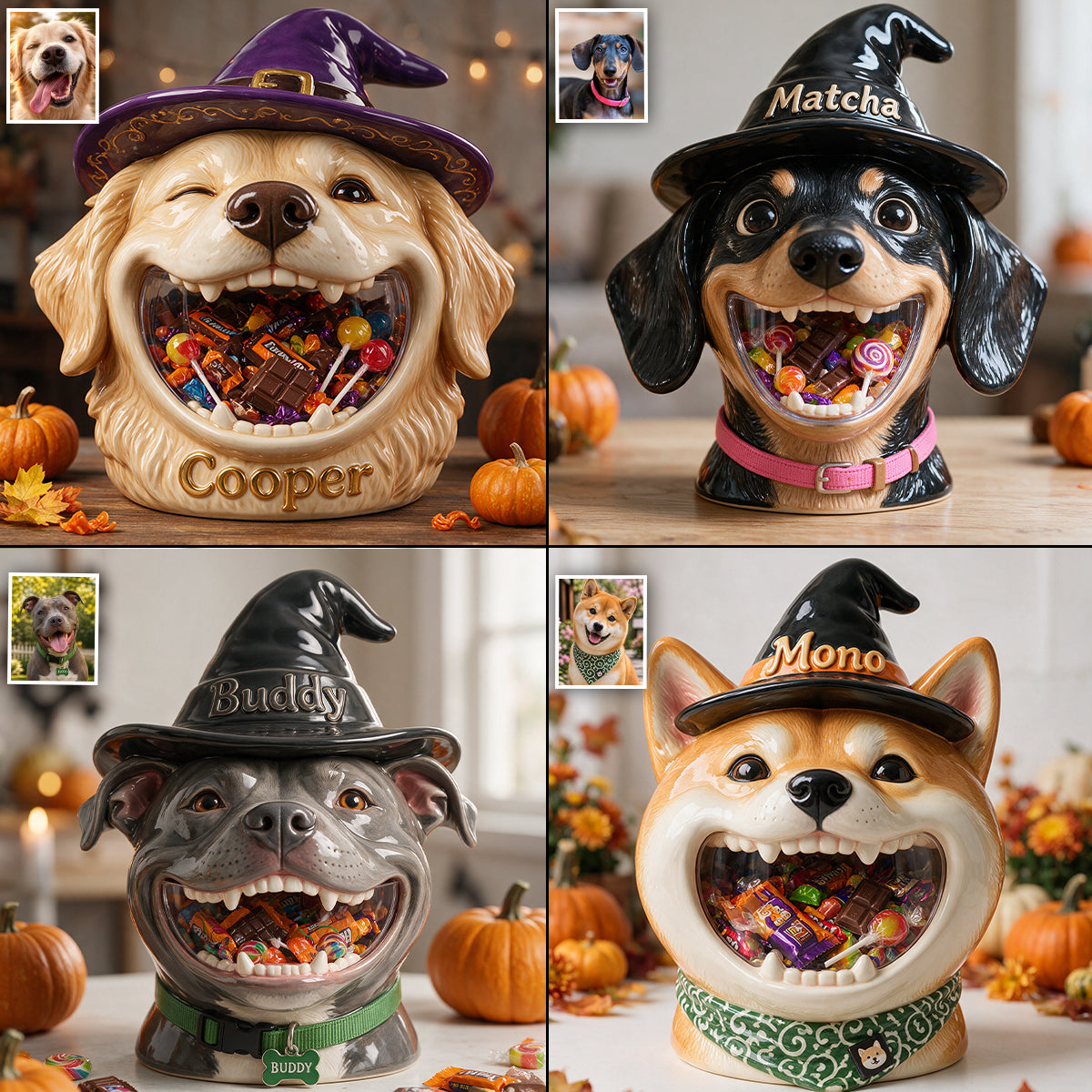 Halloween Haustier Süßigkeitenhalter - Personalisierter Hund Acryltopf